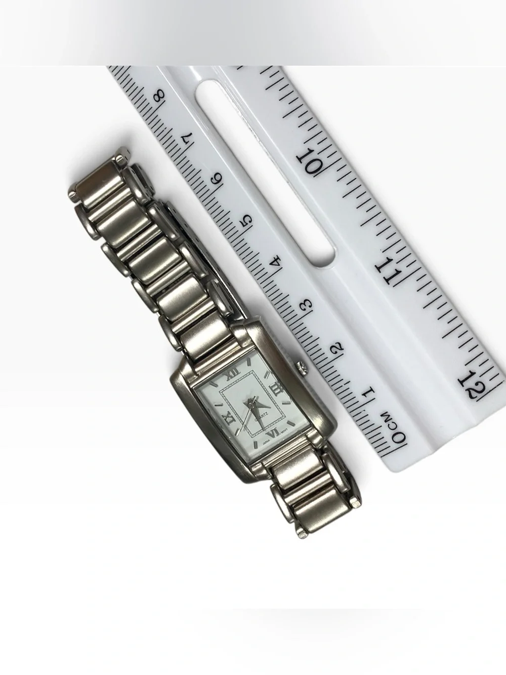 Avon Women’s Rectangular Silver Dial Stainless Steel Bracelet Watch New Battery